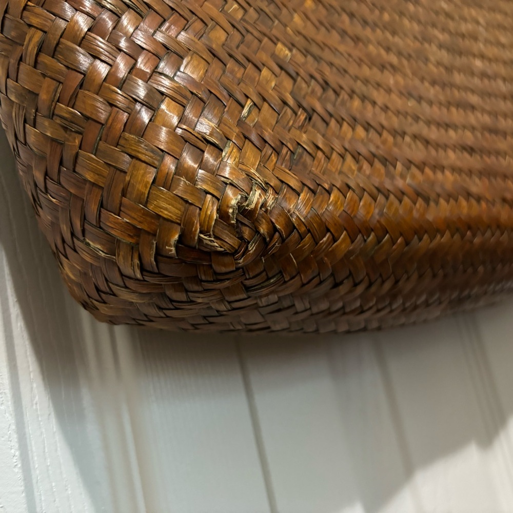 St. John’s Bay Brown Woven Purse with Wood Handles and Bead Accents - Picture 6 of 6